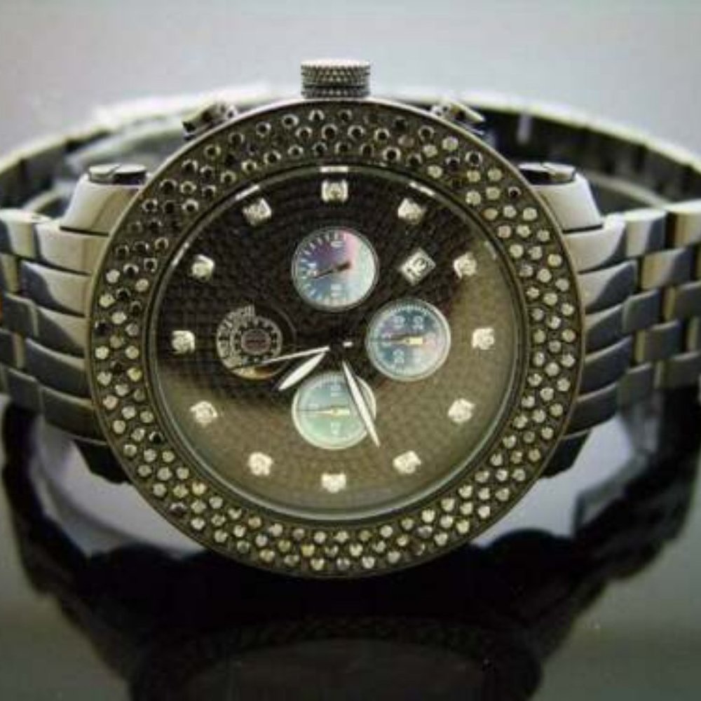 Techno & co 5.00CT Large Diamonds 50mm Stainless steel Watch black case